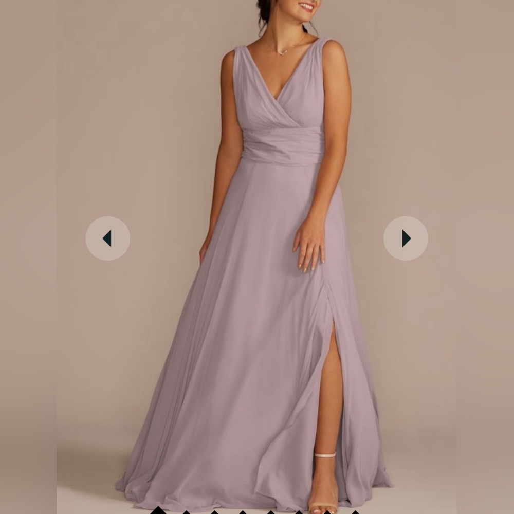 David's Bridal Long Chiffon Surplice Tank Bridesmaid's Dress